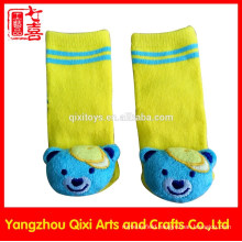 2015 new designs cotton baby socks with bear toys head manufacturer